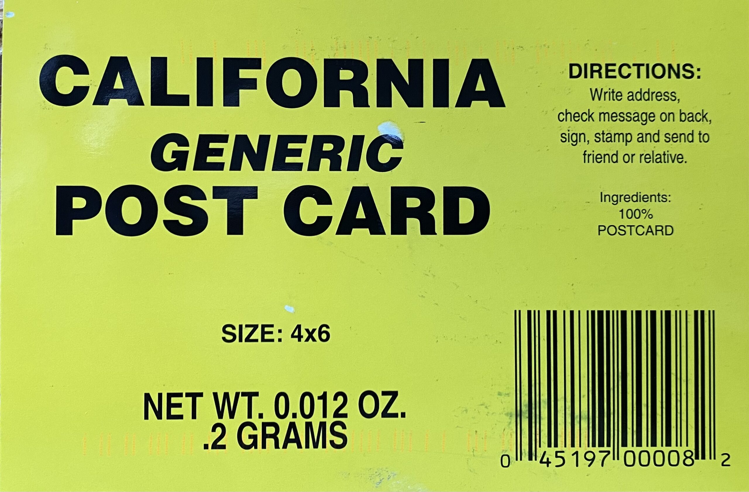 Postcard from California, received August 10 2022