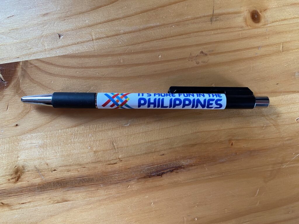 A pen from the Philippines. A gift from the consulate in San Francisco.